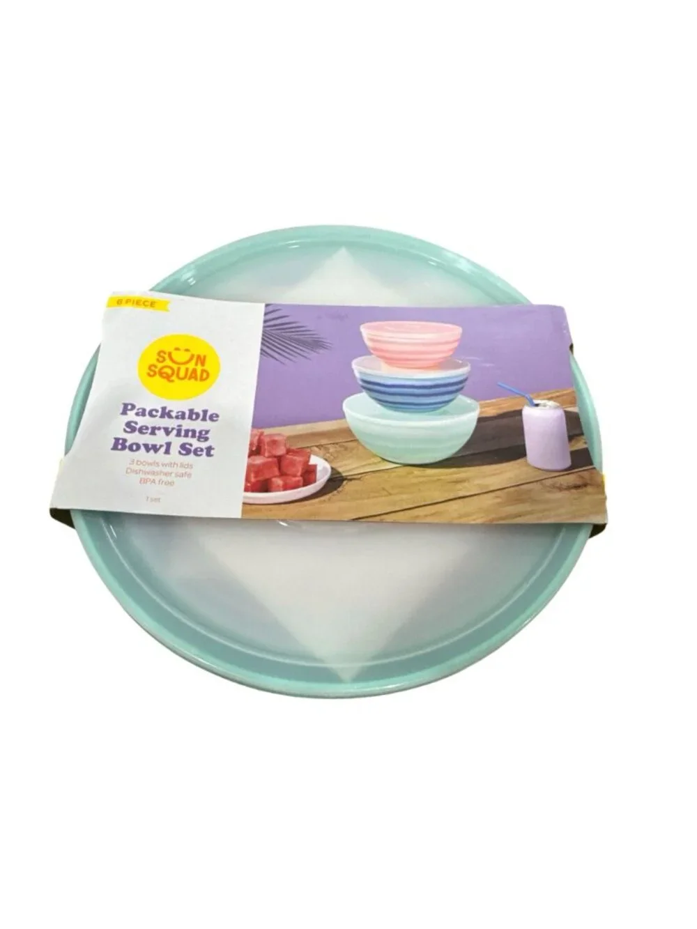 Sun Squad Packable Serving Bowl Set With Lids BPA-Free Dishwasher-Safe 3-Piece M